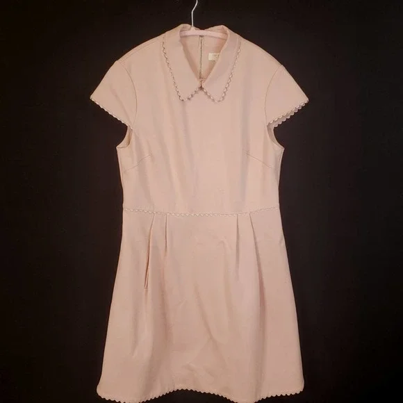 TED BAKER BLUSH CAP SLEEVE PETER PAN COLLAR STRETCH DRESS - Picture 2 of 9